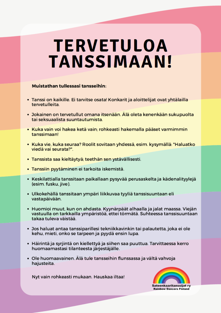 Sateenkaaritanssijoiden tanssietiketti 